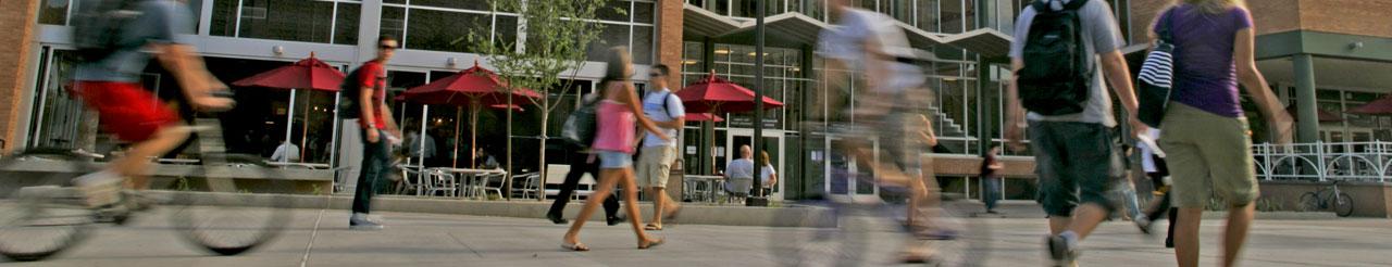 people walking on college campus